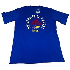 Adidas‎ Mens Size L Blue The University of Kansas Crew Neck Short Sleeve Tee NWT